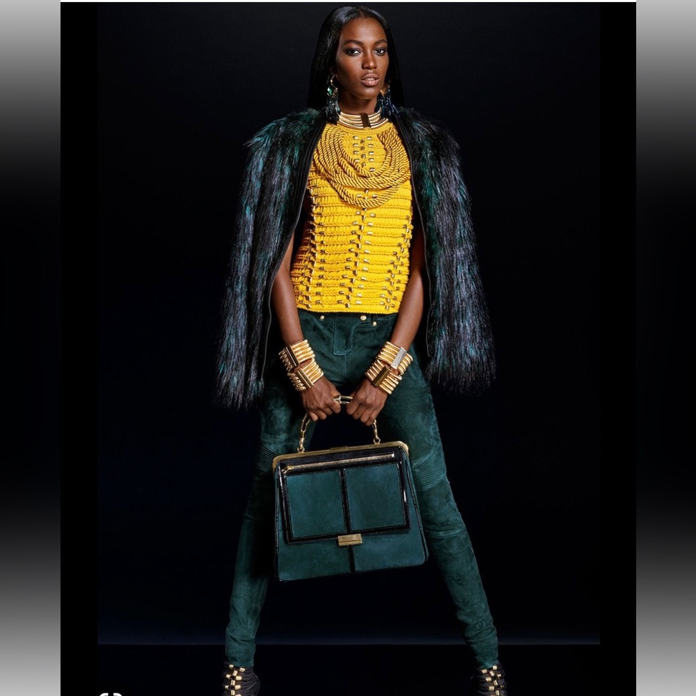 Balmain X H&M embroidered rope gold top blouse size 34 US size 2. NWOT